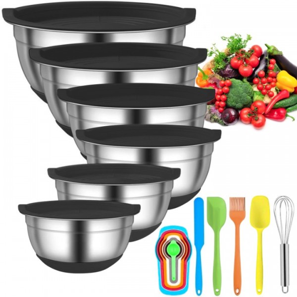 stusgo 6 Pcs Mixing Bowls with Lids,Stainless Stee...