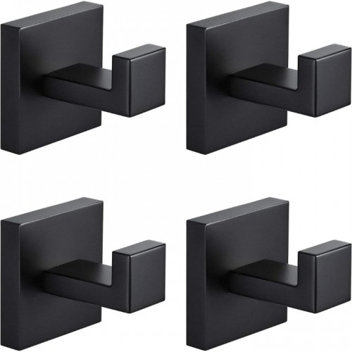stusgo 4-Piece Set Matte Black Towel Hook Stainles...