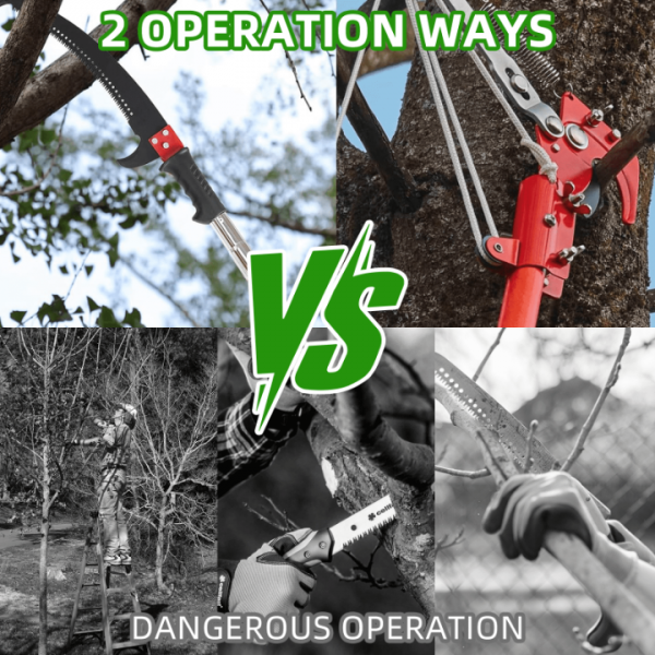 Pole Trimmer for Tree Trimming – 7.3–30 ft Long Tree Trimmer Pole Saw with Sharp Steel Blade and Pruner, Extendable Pole Saw with Lightweight 9 Fiberglass Handles, for Garden and High-Branch Cutting