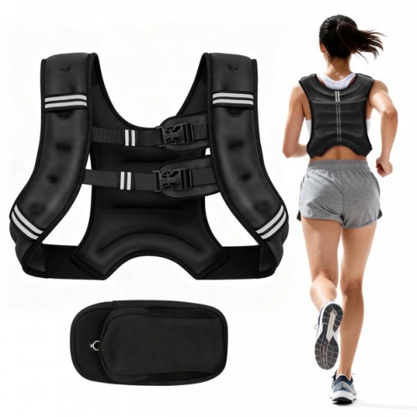 stusgo Adjustable Weighted Vests, 8kg Strength Training Weight Vests with Detachable Phone Pouch for Workout Vest