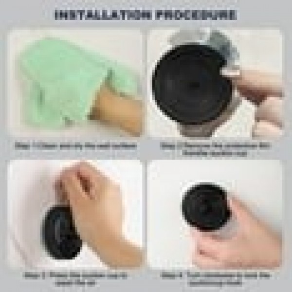 stusgo 4 Pack Towel Hooks Suction Cup Hooks for Bathroom Rustproof No Drill Hooks(Matte Black)