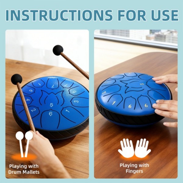 stusgo Steel Tounge Drum 6 Inch 11 Notes,Handpan Drum for Kids & Adults for Outdoor & Indoor Use