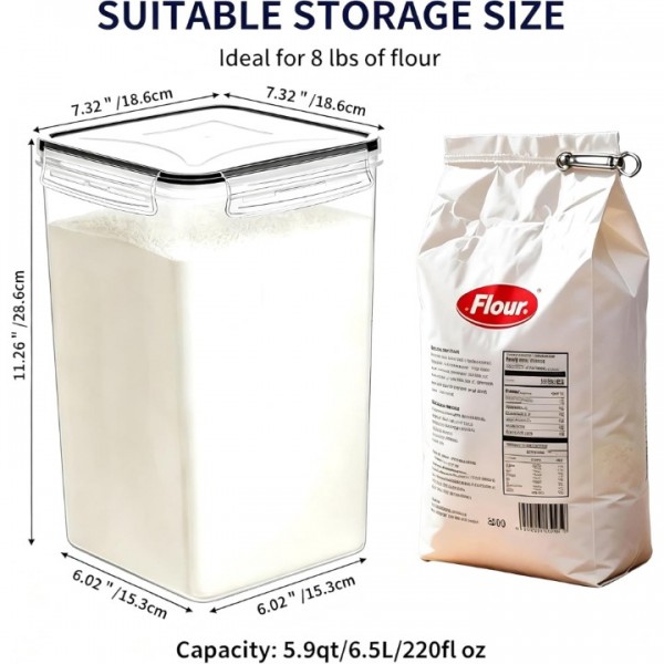 stusgo 4 Pcs 6.5L / 220 oz Large Food Storage Containers，Includes Spoons, Labels and a Pen