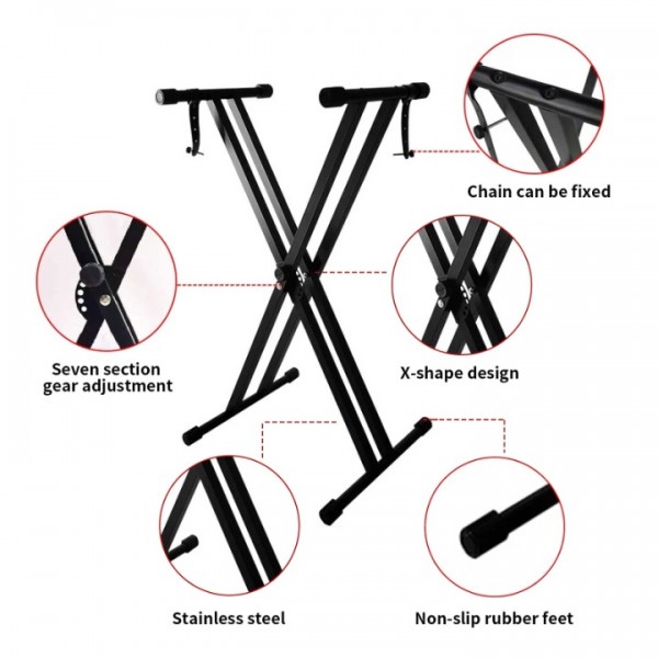 stusgo keyboard stand and bench, Adjustable Digital Piano Stand with Locking Chain-Large