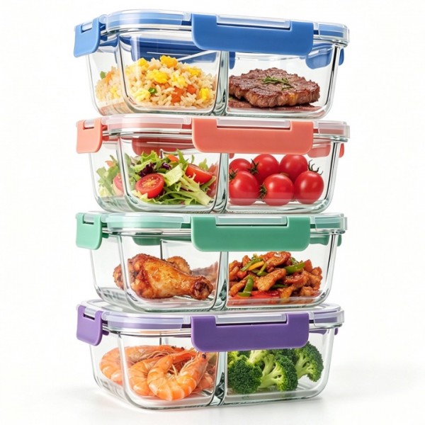 stusgo 35 Oz Glass Food Storage Containers 4-Pack,...