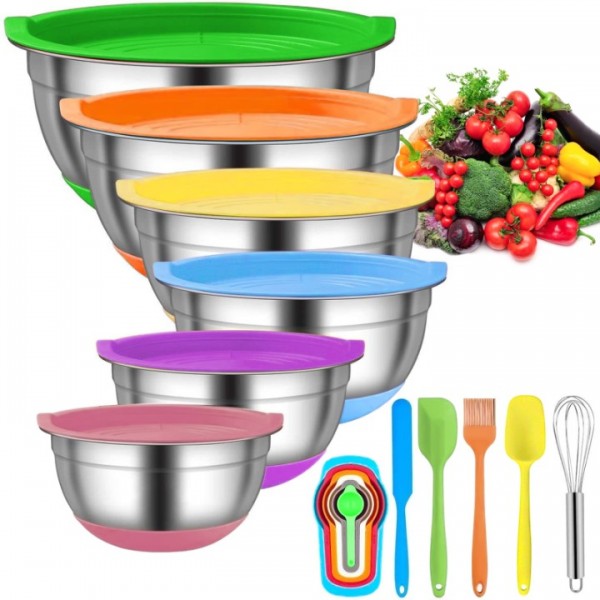 stusgo 6 Pcs Mixing Bowls with Lids,Stainless Stee...