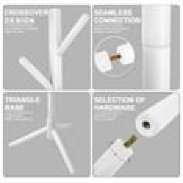 stusgo Coat Rack Freestanding,Wooden Coat Tree with 8 Hooks and 3 Adjustable Section Height for Bedroom, Hallway, Entrance,Office,Coat Hanger Percheros for Jackets Sweater Hat Bag Wigs(white)