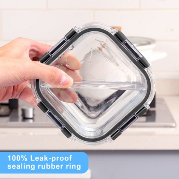 stusgo 30 Pack Glass Food Storage Containers with Lids, Airtight Leak Glass Meal Prep Glass Containers, 3 Size Lunch Glass Containers, BPA Free，Reusable for Kitchen Organization (15 pcs Black)