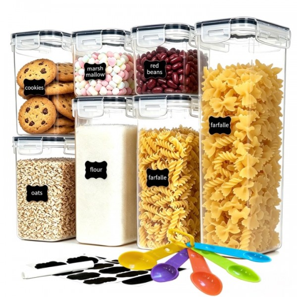 stusgo 7 Pcs Airtight Food Storage Containers Set with Lids, Canisters for Cereal, Dry Food and Sugar