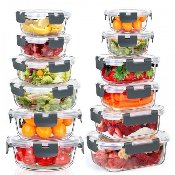 stusgo 24 Pcs Glass Storage Containers with Lids, ...