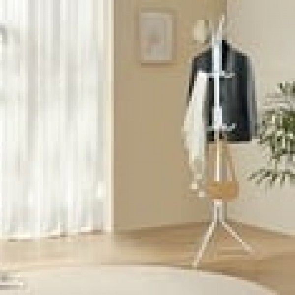 stusgo Heavy Duty Metal Standing Coat Rack, Modern Freestanding Multi-Hook Hanger for Jackets, Hats, Bags, Space Saving Sturdy Design(White)