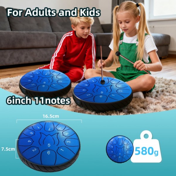 stusgo Steel Tounge Drum 6 Inch 11 Notes,Handpan Drum for Kids & Adults for Outdoor & Indoor Use