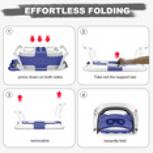 stusgo Collapsible Baby Bathtub, Plastic Baby Bath Tub with Soft Cushion & Thermometer（Blue）