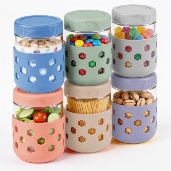 stusgo 6 Pack 16 Oz Glass Overnight Oats Container...