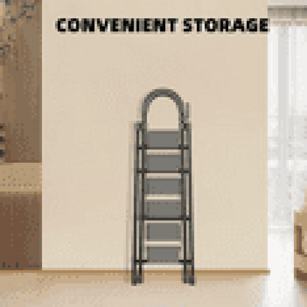 stusgo 6 Step Steel Ladder Folding Step Stool with Tool Holder for Easy Use-Black