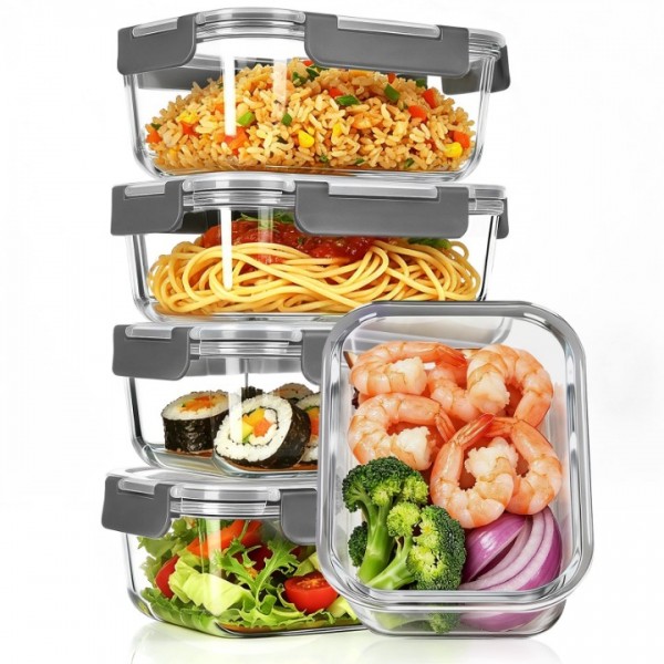 stusgo 5 Pack 35oz Glass Food Storage Containers w...