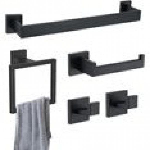 Stusgo 5-Piece Matte Black Bathroom Hardware Set -...