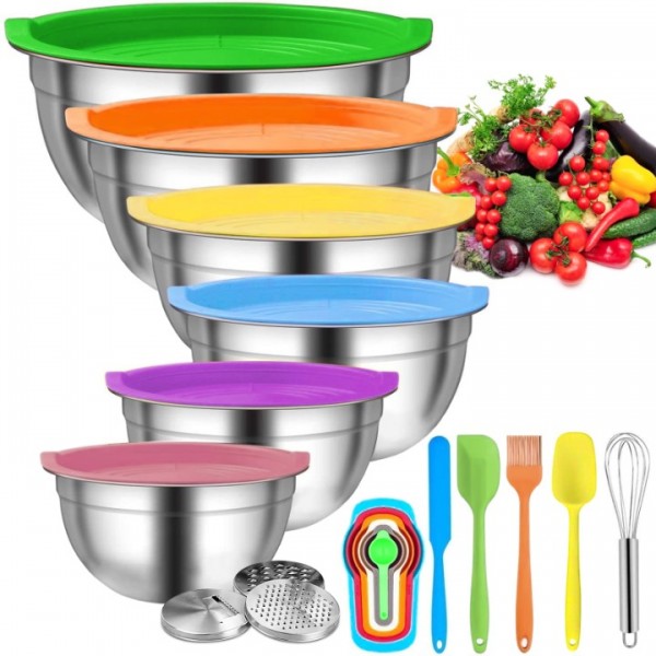 stusgo 6 Pcs Mixing Bowls with Lids,Stainless Stee...