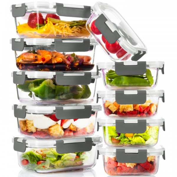 stusgo 20 Pack Glass Food Storage Containers with ...