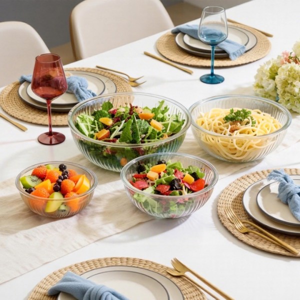 stusgo Large Glass Mixing Bowls with Lids Set, 5 pack( 0.25/0.5/1/2/3.5L) Glass Bowls with Plastic Lids for Baking,Meal Prepping and Salad, Dishwasher and Microwave Safe Serving Bowls(mix)