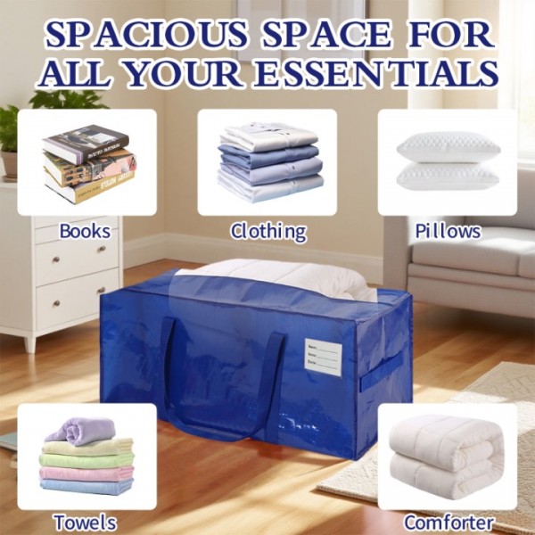 stusgo 6 Pack Extra Large Moving Bags Heavy Duty with Zippers & Carrying Handles, Moving Boxes Alternative, Packing Supplies, Large Storage Bags Totes for Space Saving(Blue)