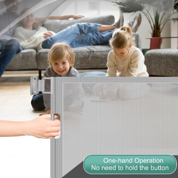 stusgo Durable Portable fence grey Mesh Baby Gate/ Dog Gate, Extra Wide Safety Gates 35" Tall, Extends up to 118" for Doorways, Stairs, Hallways, Banisters Indoor and Outdoor