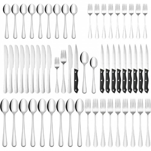 60 Pieces Silverware Sets Service for 10(silver)