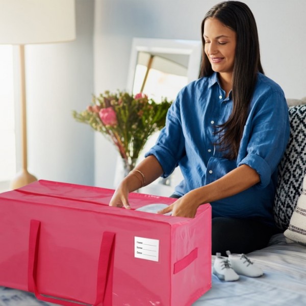 stusgo 6 Pack Extra Large Moving Bags Heavy Duty with Zippers & Carrying Handles, Moving Boxes Alternative, Packing Supplies, Large Storage Bags Totes for Space Saving(Pink)