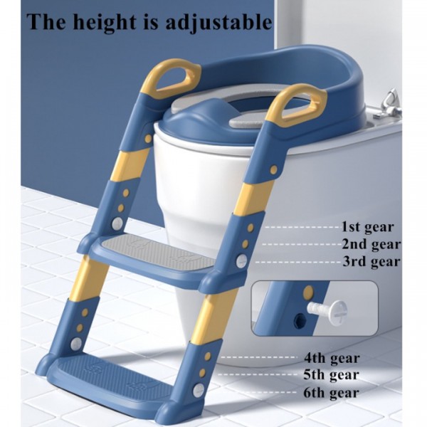 stusgo Potty Training Seat with Step Stool Ladder, Potty Training Toilet for Kids Boys Girls,Comfortable Safe Potty Seat with Anti-Slip Pads Folding Ladder(Blue)