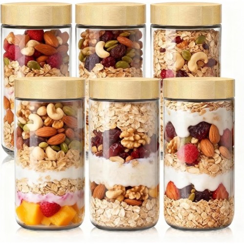 stusgo 6 Pack 24 Oz Glass Overnight Oats Container...