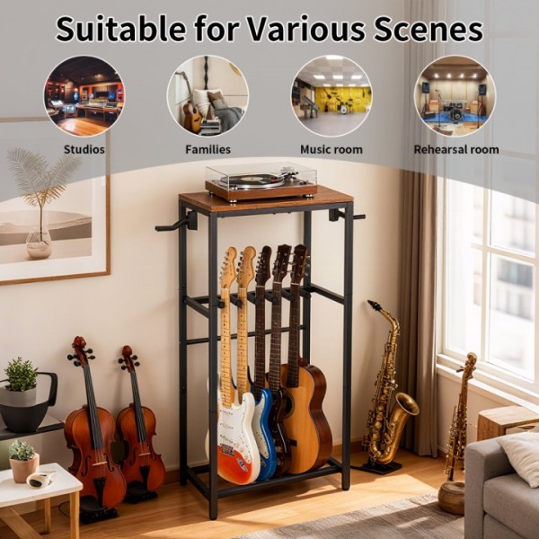 stusgo Multi Guitar Rack,Multi Instrument Guitar Stand for 7 Guitars,Guitars Display Rack with 2 Guitar Holders for Home,Stage,Studio, Black