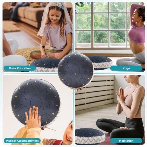 stusgo Steel Tounge Drum 13 Inch 15 Notes,Handpan Drum for Kids & Adults for Outdoor & Indoor Use