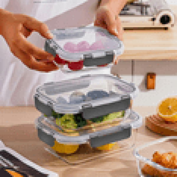 stusgo 20 Pack Glass Food Storage Containers with lids, Airtight Leak Glass Meal Prep Glass Containers, Lunch Glass Containers, BPA Free，Reusable for Kitchen Organization (10Pcs Grey)