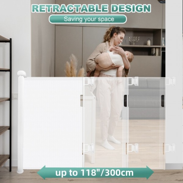 stusgo Durable Portable fence white Mesh Baby Gate/ Dog Gate, Extra Wide Safety Gates 35" Tall, Extends up to 118" for Doorways, Stairs, Hallways, Banisters Indoor and Outdoor