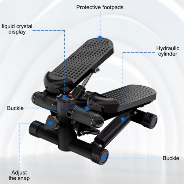 stusgo Stepper for Exercise, Portable Mini Stair Stepper with Digital Display, Stepper with Resistance Bands for Exercise, Suitable Up and Down Swing Twist for Home, Office, Outdoor (Black)