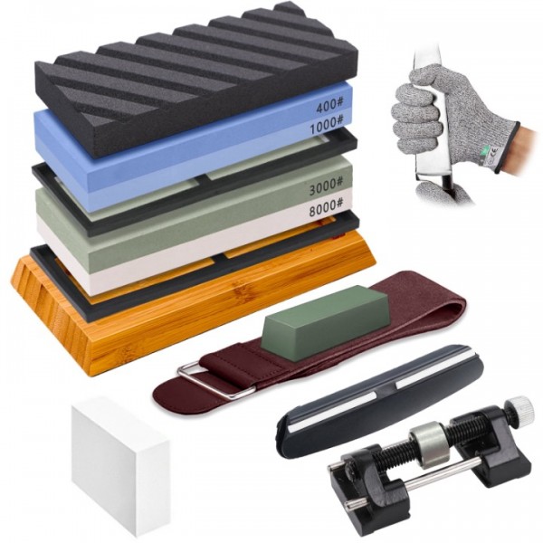 stusgo Black grooved oilstone whetstone set,4 Side...