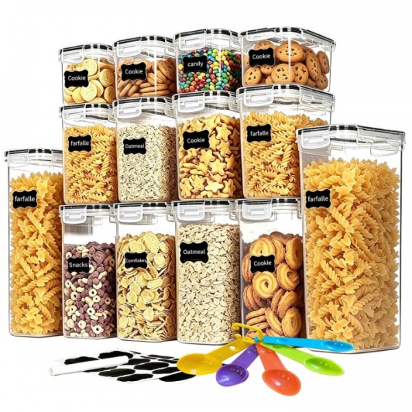 stusgo 14 Pcs Airtight Food Storage Containers Set with Lids, Canisters for Cereal, Dry Food and Sugar