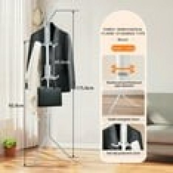 stusgo Heavy Duty Metal Standing Coat Rack, Modern Freestanding Multi-Hook Hanger for Jackets, Hats, Bags, Space Saving Sturdy Design(White)