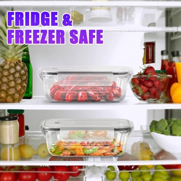 stusgo 10-Pc Superior Glass Food Storage Container Set (5 × 35 oz. Glass Containers + 5 × Airtight Locking Lids with Air Vent)Black