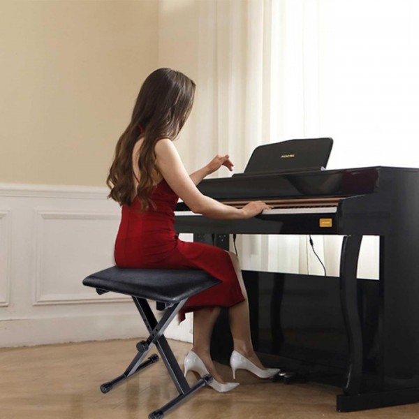 stusgo Keyboard Bench, Adjustable Black Piano Benches, Keyboard Chair, 3-Level Lifting Piano Stool