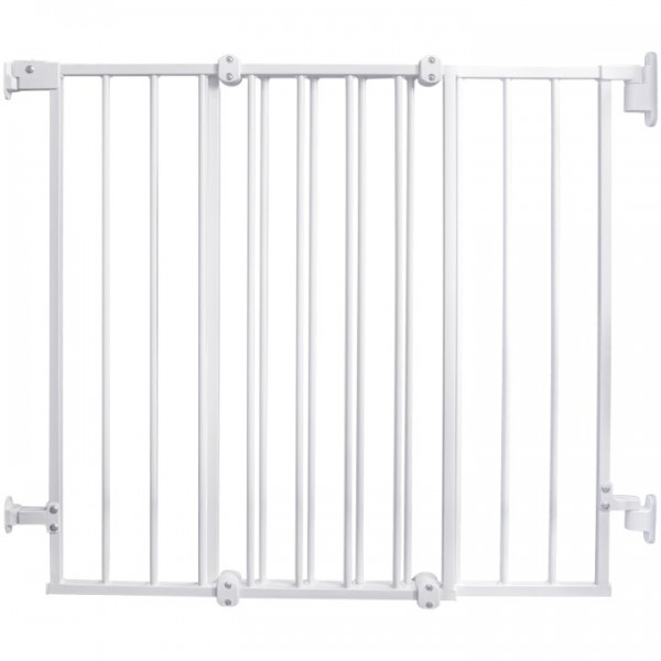 stusgo 28-42" No Bottom Bar Adjustable WidthBaby Gate for Babies, Elders and Pets, 2-in-1 Auto Close Dog Gate for The House, Stairs and Doorways, Safety Pet Gates with Large Walk Thru Door, White