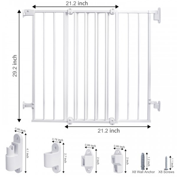 stusgo 28-42" No Bottom Bar Adjustable WidthBaby Gate for Babies, Elders and Pets, 2-in-1 Auto Close Dog Gate for The House, Stairs and Doorways, Safety Pet Gates with Large Walk Thru Door, White