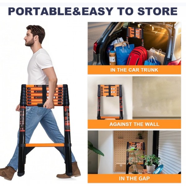 stusgo 10.2FT Telescoping Ladders, 3.1M Carbon Steel Extension Ladder, Heavy Duty 330lbs Capacity