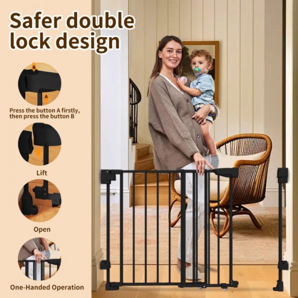 stusgo 29.33-43.9" Adjustable Width Baby Gate for Babies, Elders and Pets,Height 29.1 In (Black)