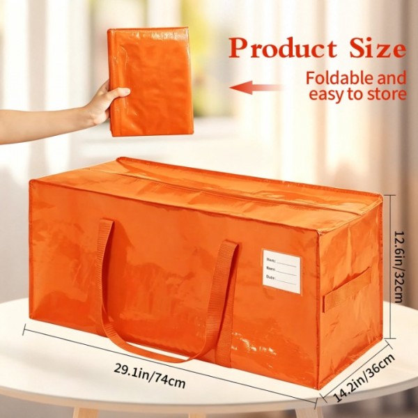stusgo 12 Pack Extra Large Moving Bags Heavy Duty with Zippers & Carrying Handles, Moving Boxes Alternative, Packing Supplies, Large Storage Bags Totes for Space Saving(Orange)