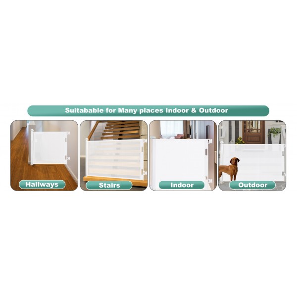 stusgo Durable Portable fence white Mesh Baby Gate/ Dog Gate, Extra Wide Safety Gates 35" Tall, Extends up to 118" for Doorways, Stairs, Hallways, Banisters Indoor and Outdoor