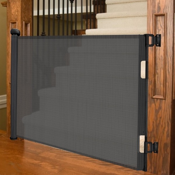 stusgo Retractable Baby Gate 33"x55"- Safety Mesh Baby Gate/Dog Gate, 33inch Tall and Extends up to 55inch Wide for Stairs, Doorways, Hallways, Banisters Indoor and Outdoor (Black)