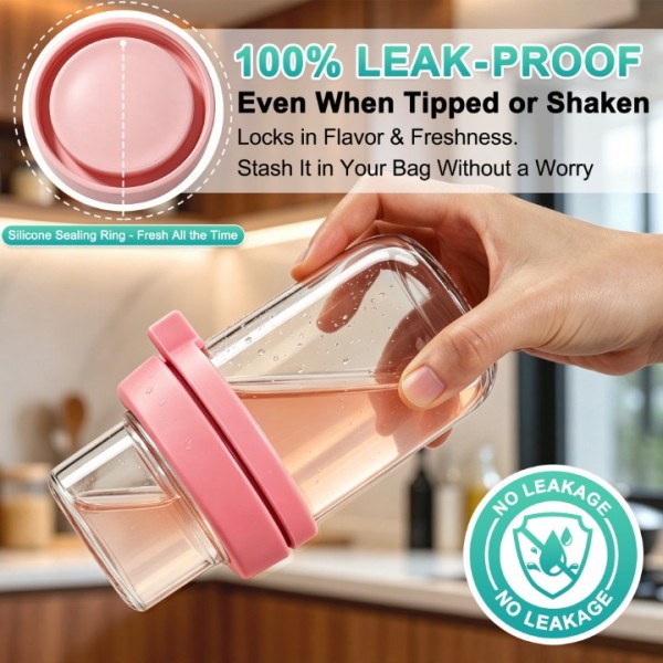 stusgo 2 Pack Glass Overnight Oats Containers with Lids & Spoons, 20oz Leakproof Meal Prep Jars for Yogurt, Granola, Salad, Portable & Dishwasher Safe