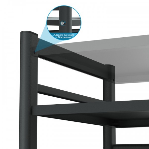 stusgo Extendable Microwave Shelf, Adjustable Toaster Oven Rack Kitchen Counter Top Organizer Stand, 2-Tier with 6 Hooks,110 lbs Weight Capacity, Black