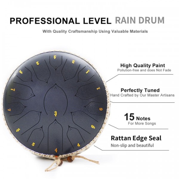 stusgo Steel Tounge Drum 13 Inch 15 Notes,Handpan Drum for Kids & Adults for Outdoor & Indoor Use